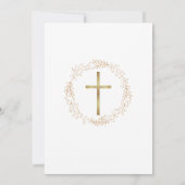 Invitation Baptême Christening Gold Cross Floral (Dos)