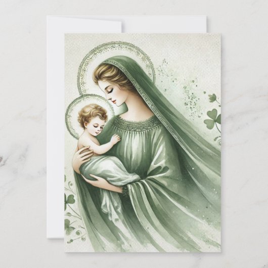 Invitation Baptême Christening Irish Green Celtic Cross (Dos)