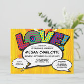 Invitation Baptême Christening Love Modern Fun Comic (Debout devant)