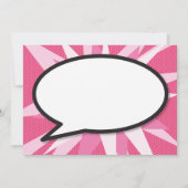 Invitation Baptême Christening Modern Comic Book Rose (Dos)