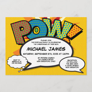 Invitation Baptême Christening Moderne Bande Dessinée Genre N