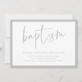 Invitation Baptême & Christening Moderne Script (Devant)