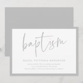 Invitation Baptême & Christening Moderne Script (Devant / Derrière)