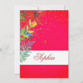 Invitation Baptême Christening Red Wild Flowers Religieux (Dos)