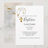 Invitation Baptême Christening Rosary Simple événement religi (Devant / Derrière)