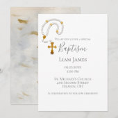 Invitation Baptême Christening Rosary Simple événement religi (Devant / Derrière)