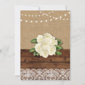 Invitation Baptême Christening Rose Burlap Dentelle en bois (Dos)