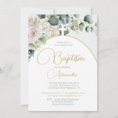 Invitation Baptême Christening Soft Green Religion Cross (Dos)