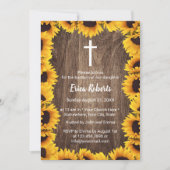 Invitation Baptême Christening Vintages Sunflowers encadrés (Devant)