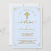 Invitation Baptême classique Blue Gold Boy (Devant)