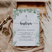 Invitation Baptême classique de feuillage vert Eucalyptus