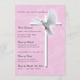 Invitation Baptême communion religieuse confirmation filles