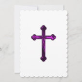 Invitation Baptême Confirmation 1ère communion Croix pourpre (Devant)