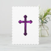 Invitation Baptême Confirmation 1ère communion Croix pourpre (Debout devant)