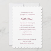 Invitation Baptême Confirmation 1ère communion Croix Rouge (Dos)