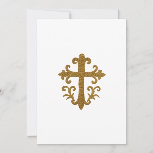 Invitation Baptême Confirmation 1ère communion Gold Cross 4 (Devant)