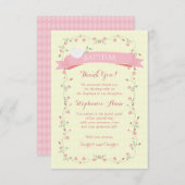 Invitation Baptême couronne rose florale (Devant / Derrière)