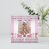 Invitation Baptême croisé Baptême rose blanc (Debout devant)