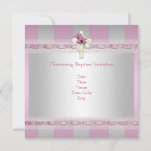 Invitation Baptême croisé Baptême rose blanc (Dos)