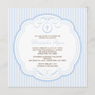 Invitation Baptême croisé bleu doux Inviation de bébé