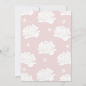Invitation Baptême croisé de fille de pivoines molles de rose (Dos)