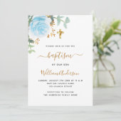 Invitation Baptême croisé garçon de verdure de eucalyptus flo (Debout devant)