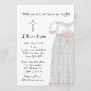 Invitation Baptême croisé rose élégant chic/baptême