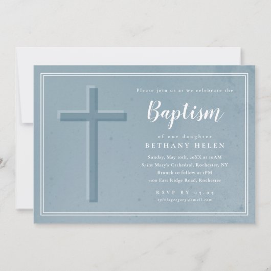 Invitation Baptême croisé textural simple (Devant)