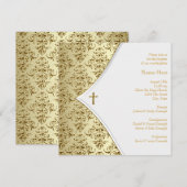 Invitation Baptême Croix Blanc et Or (Devant / Derrière)