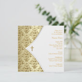 Invitation Baptême Croix Blanc et Or (Debout devant)