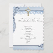 Invitation Baptême Croix Bleue Garçon Christening Photo (Dos)