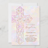 Invitation baptême croix élégante (Devant)