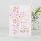 Invitation baptême croix élégante (Debout devant)