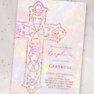 Invitation baptême croix élégante