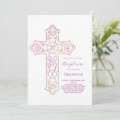 Invitation baptême croix élégante (Debout devant)