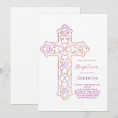 Invitation baptême croix élégante (Devant / Derrière)