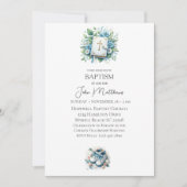 Invitation Baptême Croix florale blanche et garçons de la Bib (Devant)