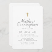 Invitation Baptême Croix minimaliste simple moderne (Devant / Derrière)
