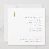 Invitation Baptême Croix Or Minimal Moderne (Devant)