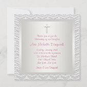 Invitation Baptême Croix Perle de Dentelle (Dos)