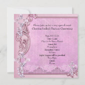 Invitation Baptême Croix rose Fille Photo baptême 2 (Dos)