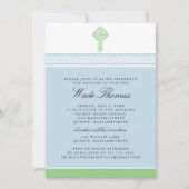 Invitation Baptême Croix Verte (Devant)