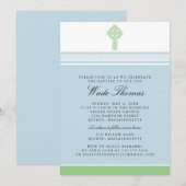 Invitation Baptême Croix Verte (Devant / Derrière)