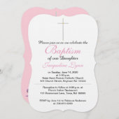 Invitation Baptême Cross rose Bébé Rattle fille (Devant / Derrière)