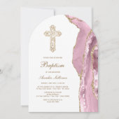 Invitation Baptême d'Agate Rose (Devant)