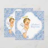 Invitation Baptême d'ange de garçons (Devant / Derrière)