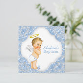Invitation Baptême d'ange pour garçons (Debout devant)