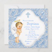Invitation Baptême d'ange pour garçons (Dos)