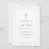 Invitation Baptême d'aquarelle bleu bébé (Devant)