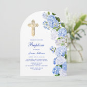 Invitation Baptême d'arc bleu Hydrangea (Debout devant)